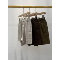 松紧腰侧开叉休闲亚麻短裤女 GM2478