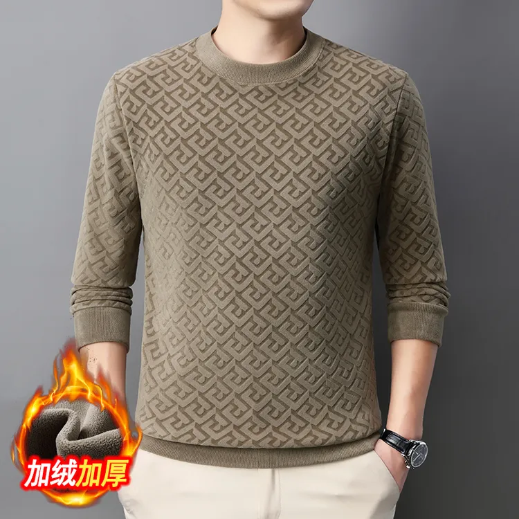 Mexican/稻草人冬季新款加绒加厚奥粒绒上衣圆领长袖