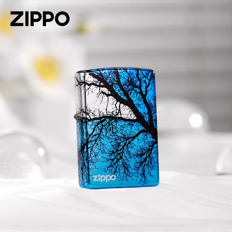 ZIPPO打火机镀银彩印蓝天枯树个性防风原装男士送礼DYJ1X1