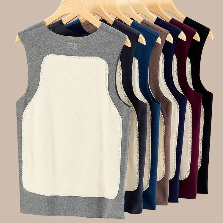 男士贴片背心双面绒加厚贴片无痕保暖背心潮流时尚保暖坎肩无袖