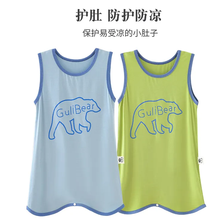男童莫代尔连体睡衣夏季儿童无袖防踢被睡袋女宝宝空调家居服睡裙