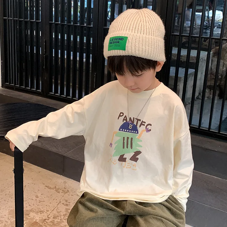 男童纯棉长袖T恤男童秋季打底衫中小童洋气休闲上衣卡通百搭t上衣