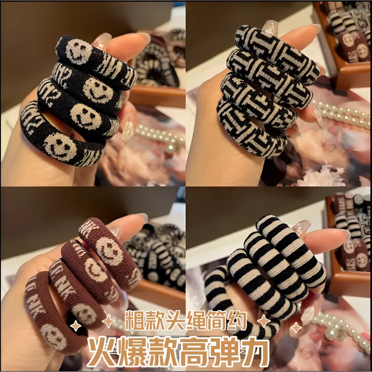 时尚头绳无接缝发圈女高弹力简约加粗扎头发复古头饰高级甜美发饰