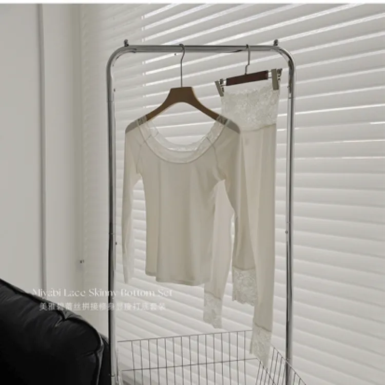 薄款秋冬法式白色长袖秋衣秋裤美雅碧蕾丝修身显瘦打底内衣套装