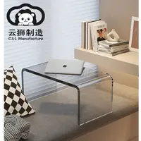 轻奢飘窗茶几透明小桌子亚克力茶桌茶台客厅边几护肤品收纳置物架