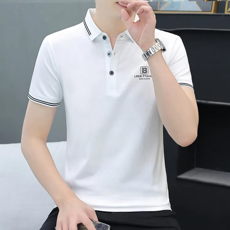 高品质男士短袖polo衫时尚珠地棉翻领体恤衫休闲潮牌男装上衣半袖