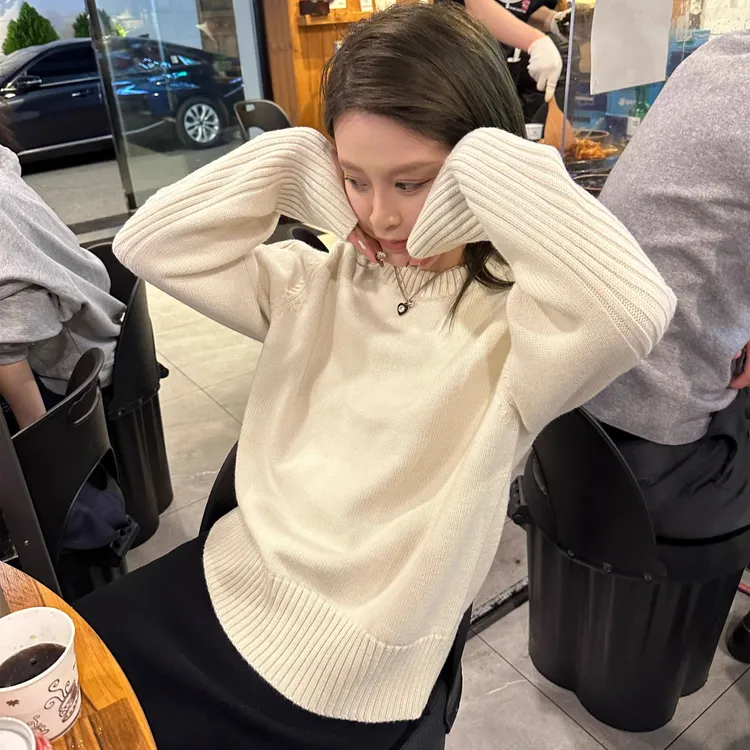 圆领简约修身时尚休闲显瘦套头百搭毛衣上衣韩版毛衣女秋冬