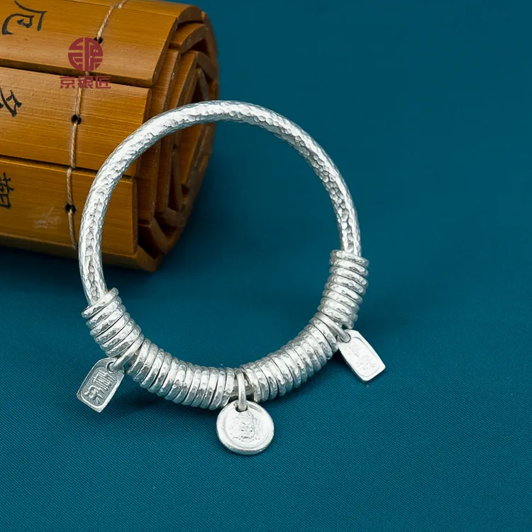 KIMYINJOY/京银匠 足银手镯 [终身回收】999.9实心纯手工盘缠手镯