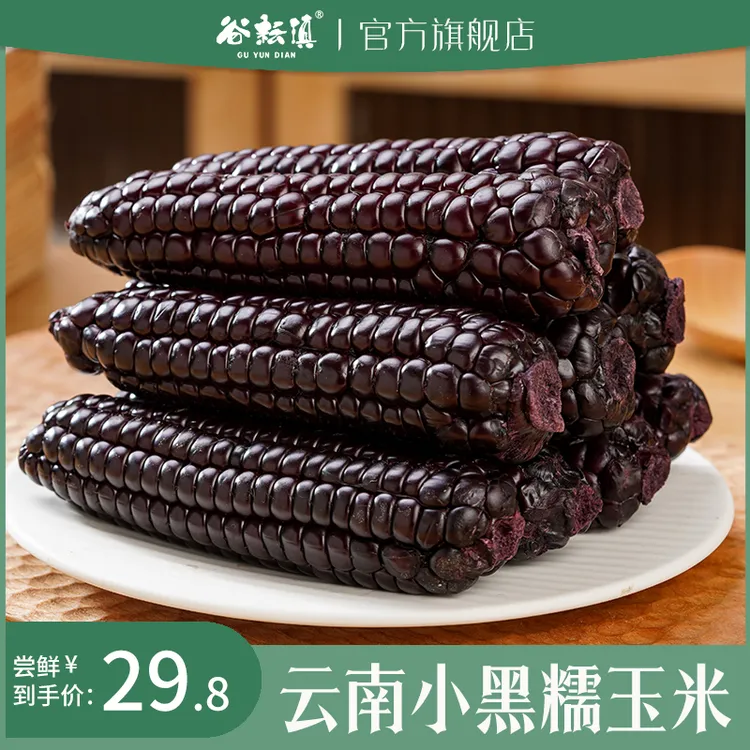 云南黑糯玉米新鲜西双版纳拇指小玉米紫糯玉米棒真空甜糯即食早餐
