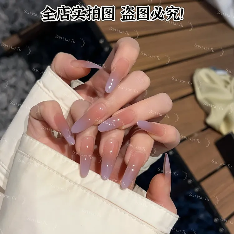薰衣草-三月兔手工夏日甲片轻奢显白指尖纯欲定制穿戴甲