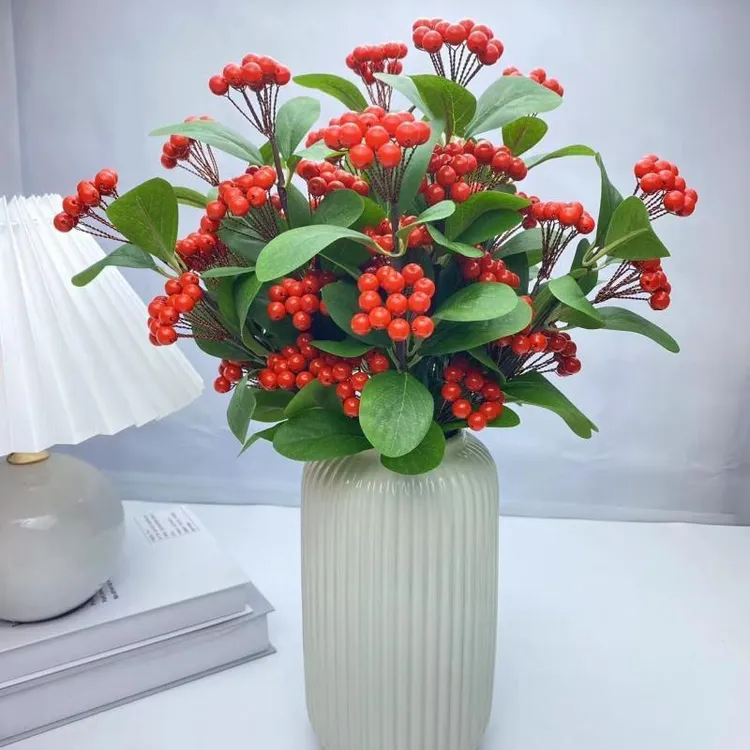 红浆果手工材料包 DIY手工花制作材料 发财红果 红色珠子客厅装饰
