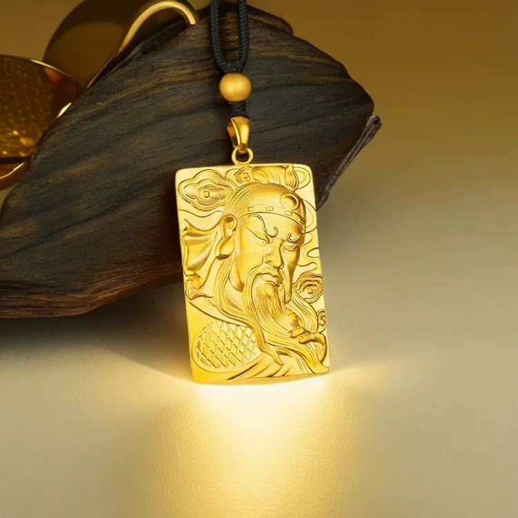 合金吊坠 合金关公吊坠男士时尚实心双面精雕大气项链 挂坠雕刻