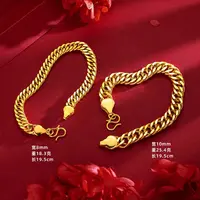 合金手链 时尚霸气男士老板手链男款百搭金色素款实心不掉色光面i