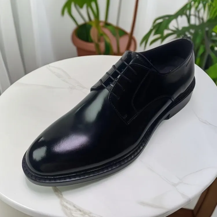 重工水洗马皮开边珠光面德比商务男士英伦风正装皮鞋男款时尚休闲
