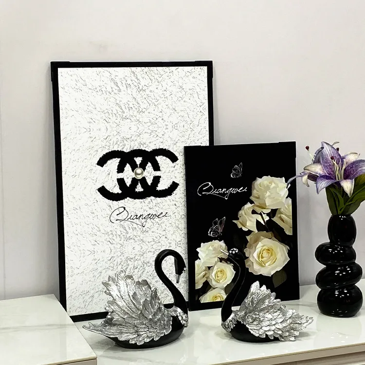 带护角支架无框画磨砂细闪字母闪光沙发背景ins艺术字母几何