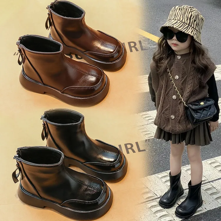 2025秋冬季宝宝马丁靴小女孩靴子时尚百搭休闲短靴软底英伦童靴