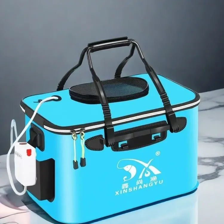 活鱼桶折叠钓鱼桶加厚鱼箱多功能折叠水桶鱼护钓鱼装鱼箱纯色便携