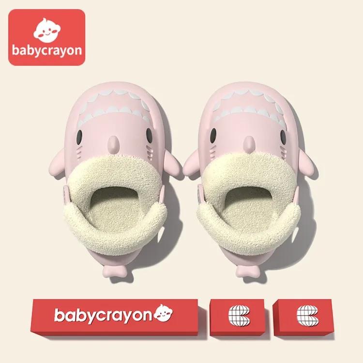 babycrayon儿童棉拖鞋冬季女童可拆卸两穿包跟宝宝加厚绒居家保暖