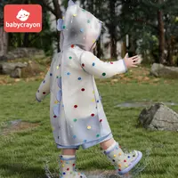 babycrayon彩虹豆雨衣男女童鲨鱼幼儿园宝宝防水雨披儿童上学专用