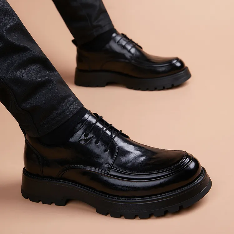 撤柜捡漏头层牛皮皮鞋男真皮透气商务正装德比鞋厚底增高时尚高档