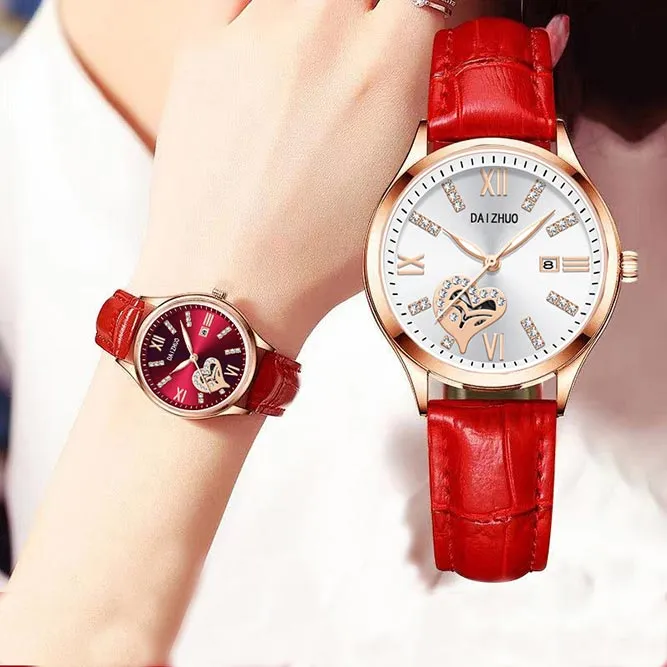 送老婆女士手表送礼物女款带时尚日历大气夜光防水石英女表气质