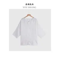 【素颜】2025夏季新款简约休闲百搭纯色香云火麻上衣