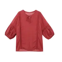 【素颜】2025夏季新款纯色百搭风琴绑带香纱莨麻上衣