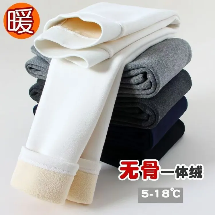 女童打底裤加绒白色外穿秋冬季儿童裤子女孩加厚高腰中大童保暖裤