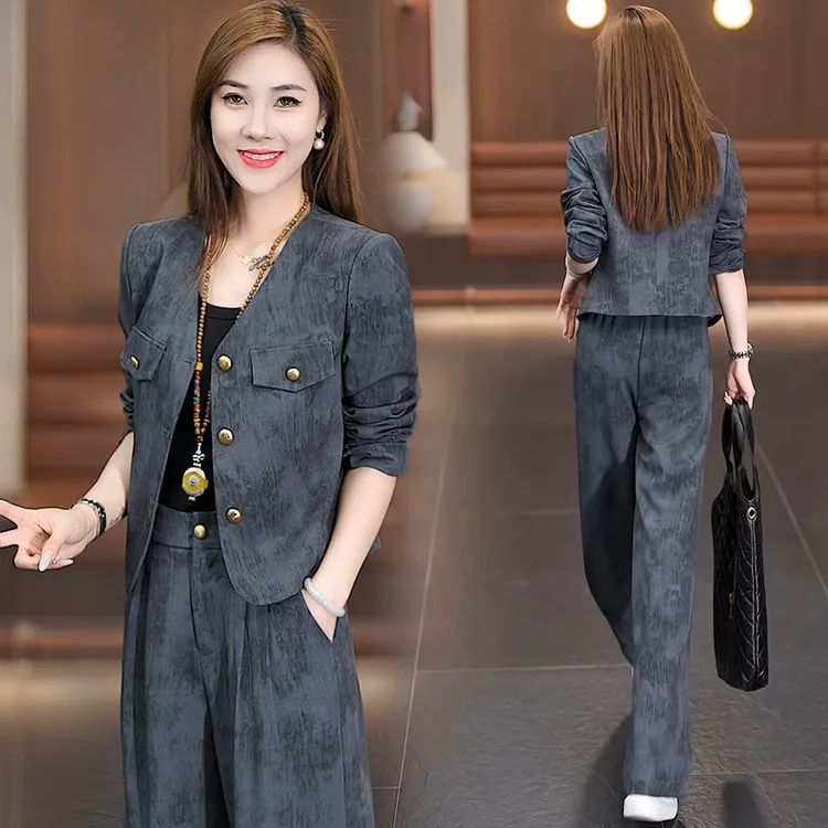 2024年新款时尚小香风套装春秋显瘦气质长袖洋气休闲复古返潮修身