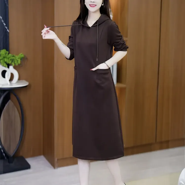 卫衣连衣裙2025新款春秋连帽内搭小个子洋气显瘦长袖长裙女