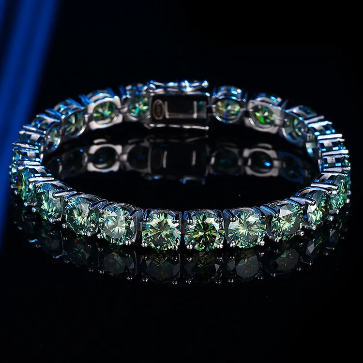 925银莫桑石手链 百搭豪华时尚小众设计满镶单排轻奢奢华网球链女