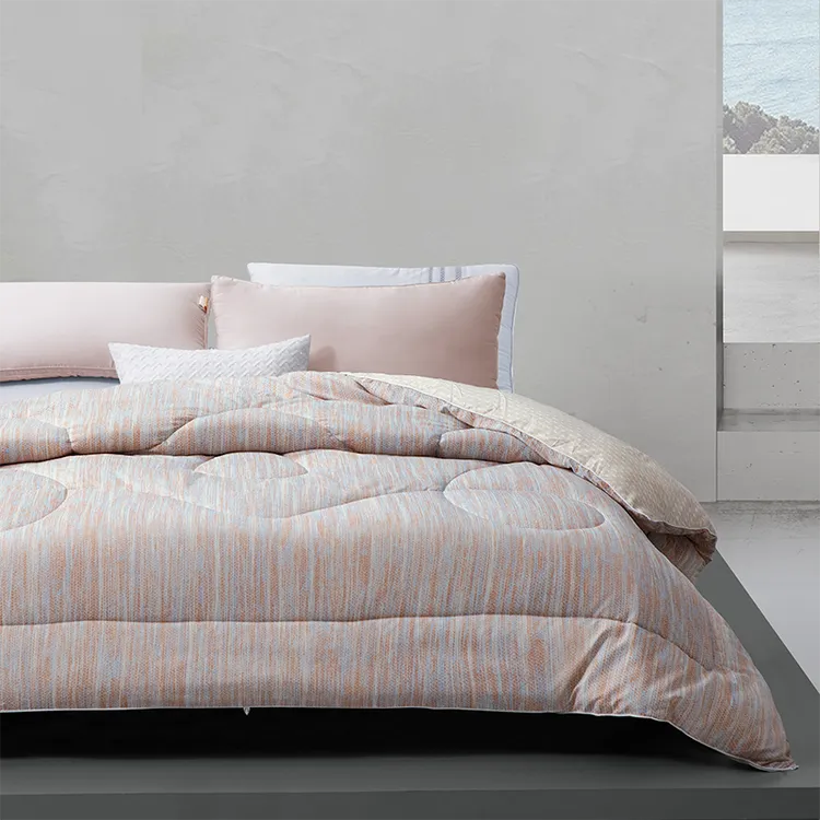 水星家纺 负离子抗菌大豆秋冬条纹包边被芯四季被子蓬松柔软学生