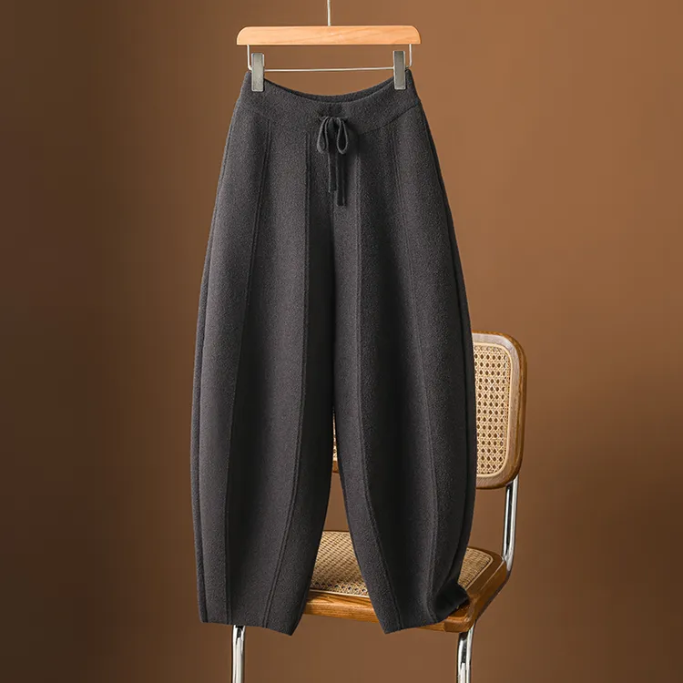 欧货洋气时髦弯刀裤女秋冬高腰加厚哈伦裤宽松大码香蕉阔腿裤子女
