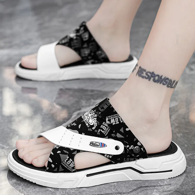 2024夏季新款时尚潮流男士户外凉鞋一字拖搭扣拖鞋百搭休闲男拖鞋