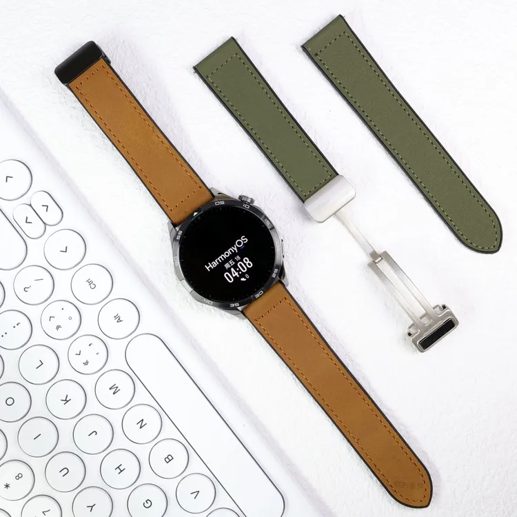 适用华为GT6/ProGT4手表带疯马纹硅胶贴皮2/3pro磁吸扣Watch5荣耀