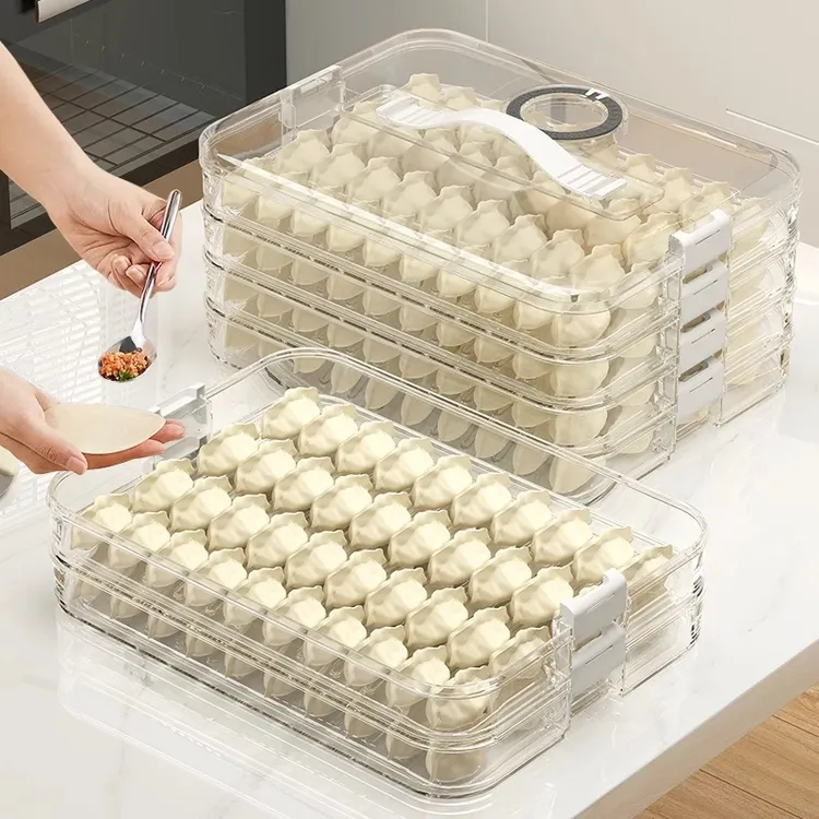 饺子收纳盒家用冰箱多层食品冷冻速冻水饺保鲜盒饺子盒收纳专用