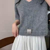 合金项链 中古金属编织包包吊坠项链小众长款毛衣链女款配饰早春