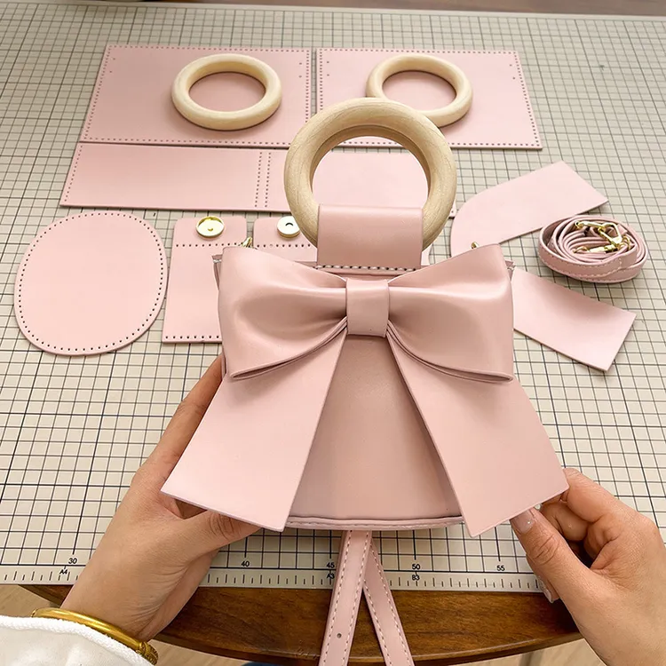 自制蝴蝶结水桶包diy手工编织包包2025新款材料包手提单肩斜跨包商品图