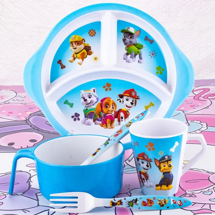 卡通儿童餐盘餐具套装宝宝辅食碗带手柄家用防烫耐摔小孩子吃饭碗