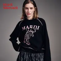 【Mardi Mercredi】摇尾珍珠小狗短款薄卫衣时尚百搭圆领长袖秋冬X