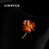 黄铜珐琅胸针 【烈焰胸针】滴釉珐琅彩复古优雅高贵红色鸢尾花胸针