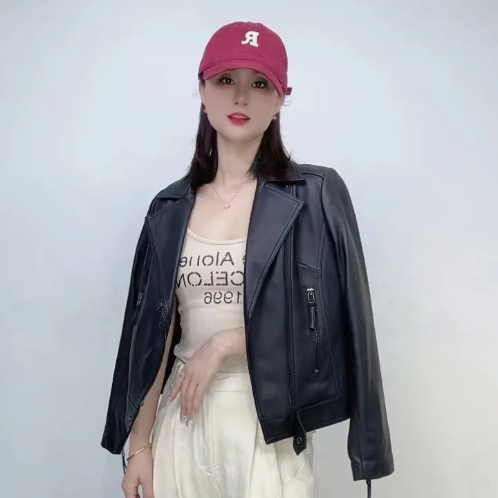 【真皮皮衣】绵羊皮女机车百搭显瘦真皮皮夹克外套女2024-20
