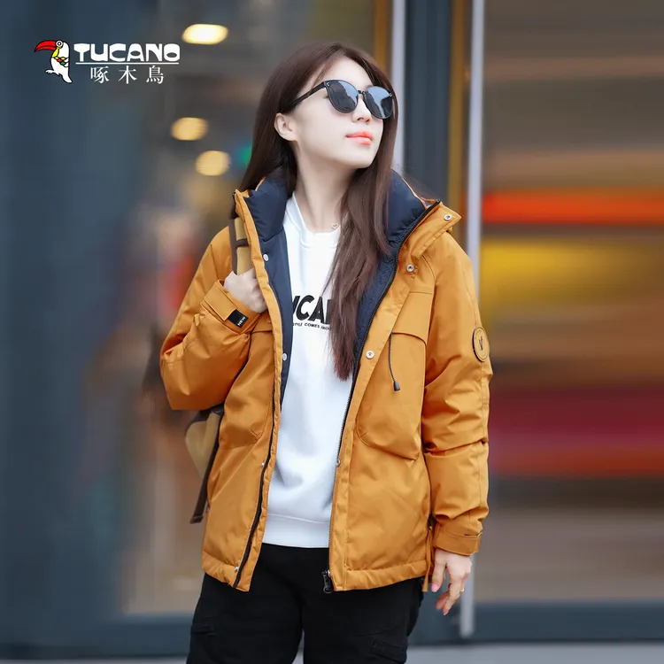 TUCANO/啄木鳥羽绒服保暖秋冬款连帽中长款舒适加绒衣服时尚情侣