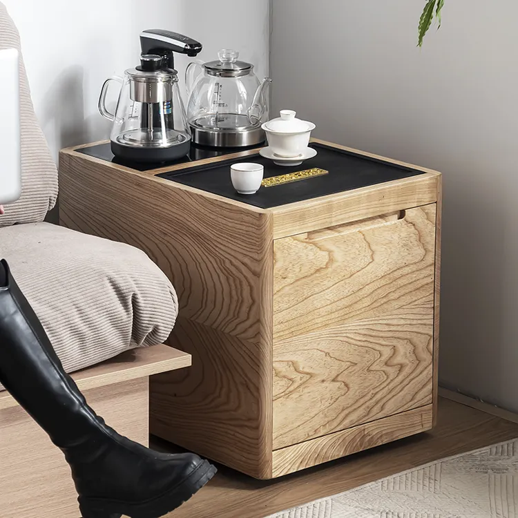 阳台可移动茶水柜烧水壶一体套装小茶桌飘窗茶台实木榻榻米侧边柜