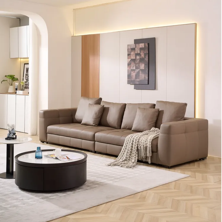 长风T-826A布雷泽沙发｜网红牛皮直排沙发 现代简约极简皮沙发