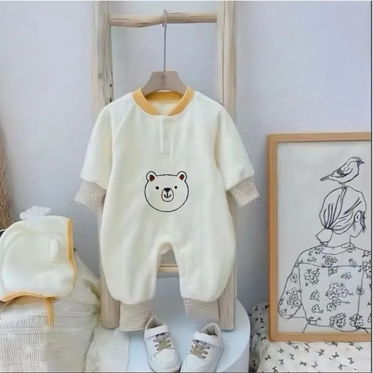 婴儿加绒连体衣宝宝摇粒绒连体衣外出哈衣婴幼儿连身衣长袖哈衣