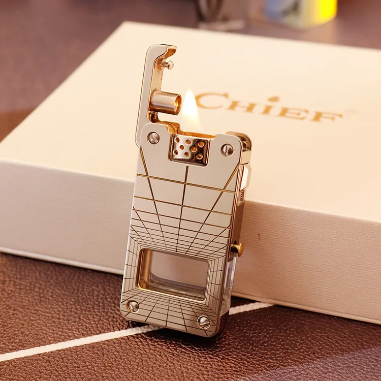 CHIEF/首领CF705龙舌透明油仓煤油打火机泵油控油安全锁一键弹射