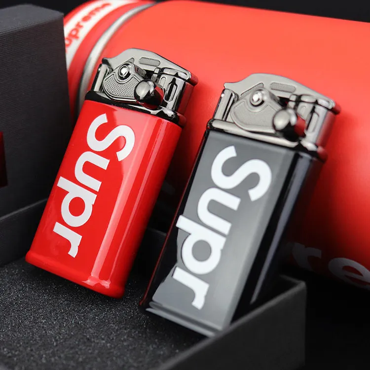 国潮网红款充气打火机芝麻街潮牌摇臂单直冲绿焰点烟器送男友礼物