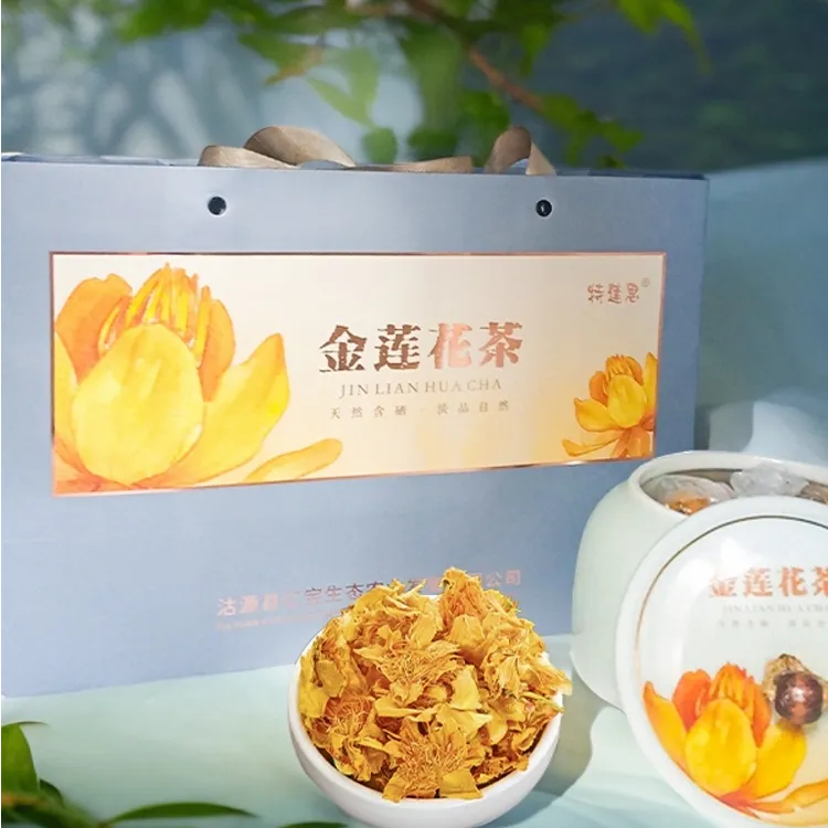 沽源坝上特产金莲花茶瓷坛装高档礼盒塞外新鲜方便花茶养生茶