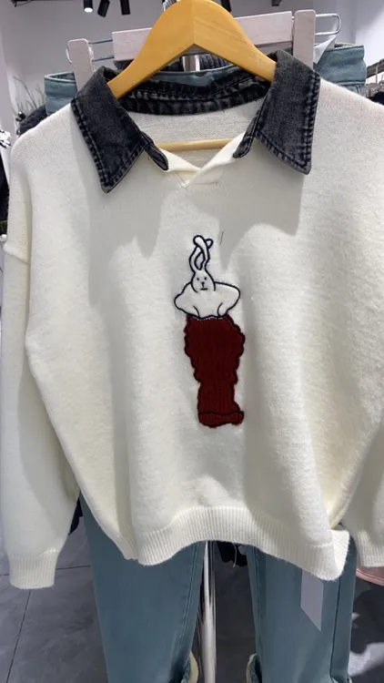 卡通兔子毛衣宽松显瘦慵懒风秋冬季新款女针织衫